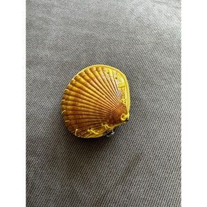 Vintage Real Sea Shell Zipper Coin Purse Yellow EUC Beach